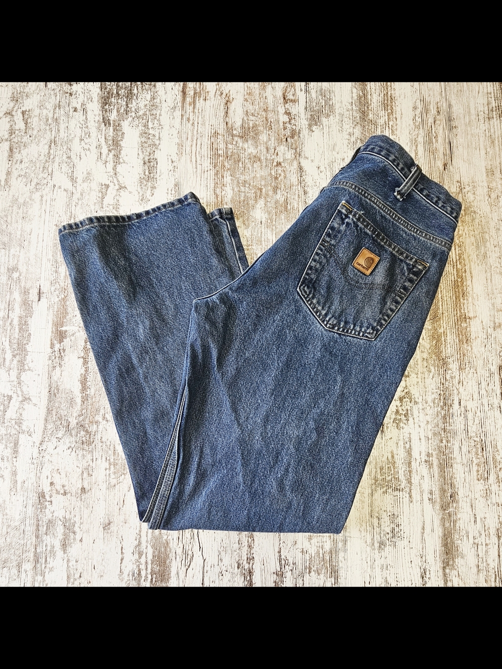 Vintage Carhartt Men's Relaxed Fit Blue Denim Jeans Workwear 36x32 Straight Fit